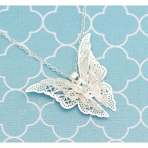 Sterling Silver Beautiful Butterfly Fairy Necklace - R26
